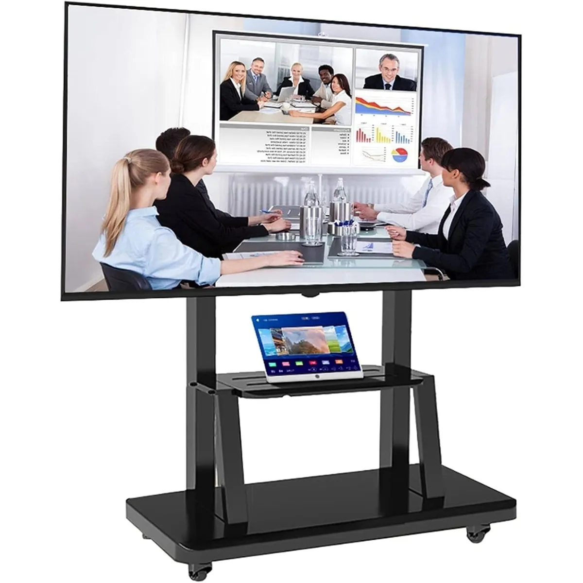 GENERICO - Soporte Pedestal Móvil con Ruedas NIA para TV 32 a 60 Pulgadas 50kg Negro Inclinable