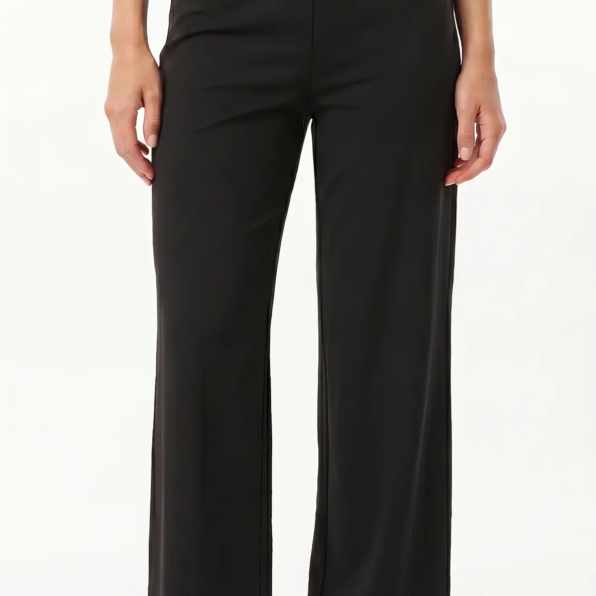 BELIFE - Pantalón negro ancho en scuba para mujer
