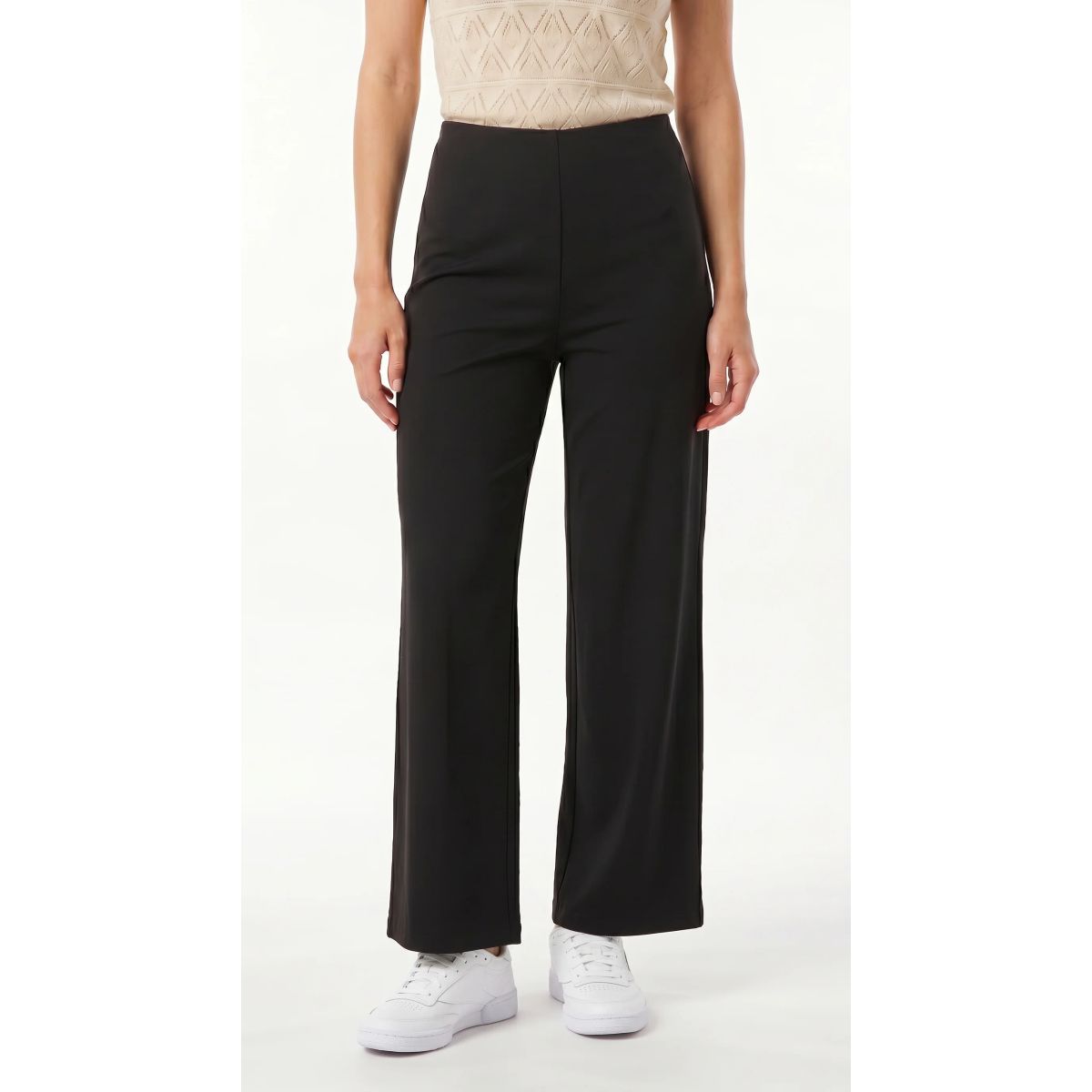 BELIFE - Pantalón negro ancho en scuba para mujer