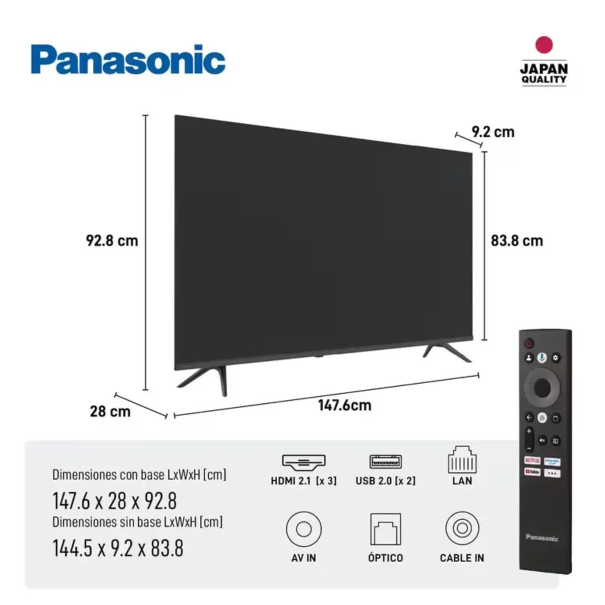 PANASONIC - Televisor Panasonic 65 Pulgadas 4K-UHD QLED 65W80CPN