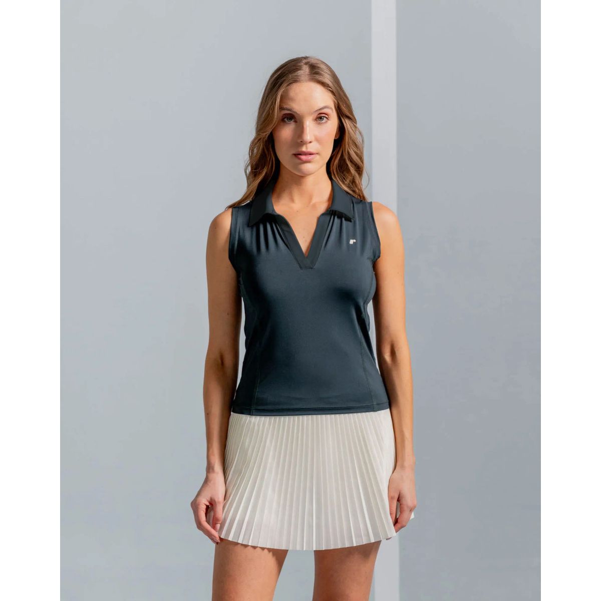 RACKETBALL - Esqueleto Tipo Polo Con Cortes Laterales,  Color Verde Oscuro Para Mujer