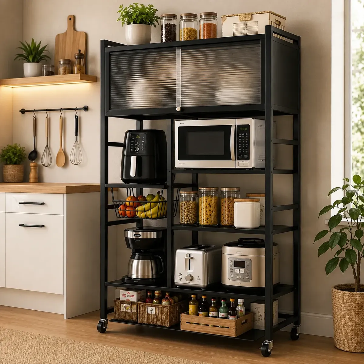 GENERICO - Organizador De Cocina Multiusos Premium Estante Con Puerta Metalico
