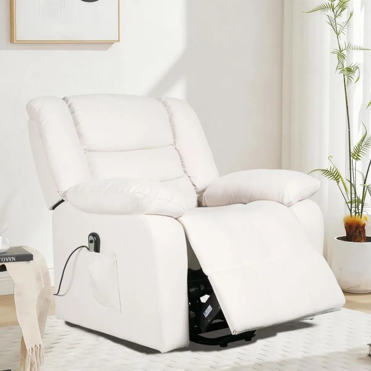 ELITE LIVING - SILLA RECLINABLE ELECTRICA LIFT CON SISTEMA LIFT  1 PUESTO MICROFIBRA BLANCO