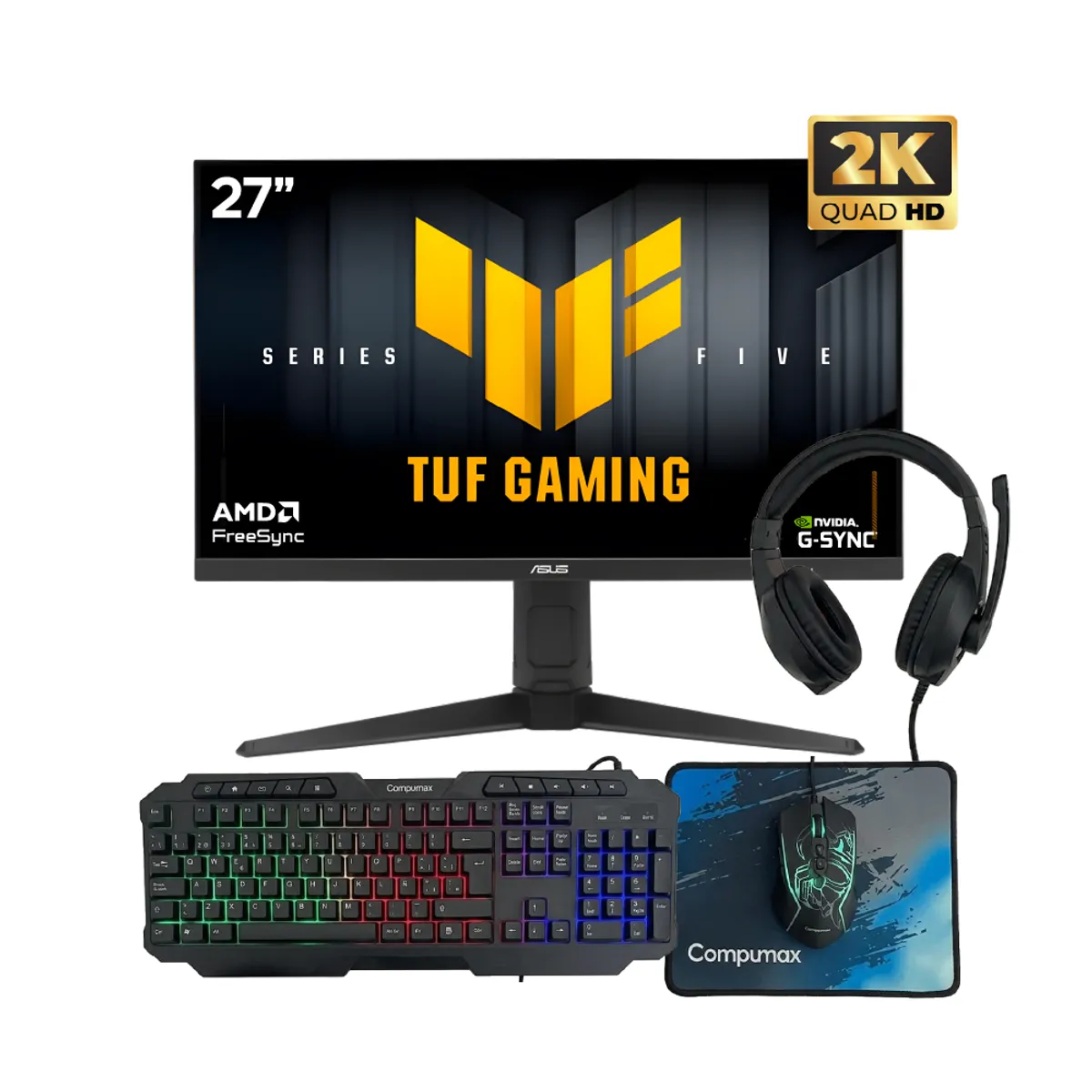 ASUS - MONITOR ASUS TUF GAMING - 27 - 210HZ - PANEL IPS - 0,3MS - PIVOTE - QHD - ADAPTIVE SYNC + COMBO 4-1