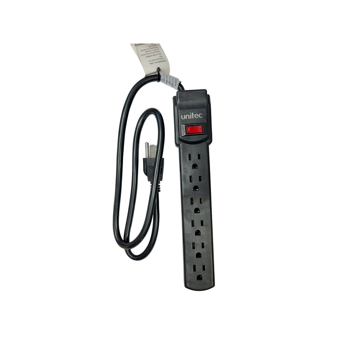 UNITEC - Multitoma Regleta 6 Salidas Cable De 90 Cm Negra Unitec