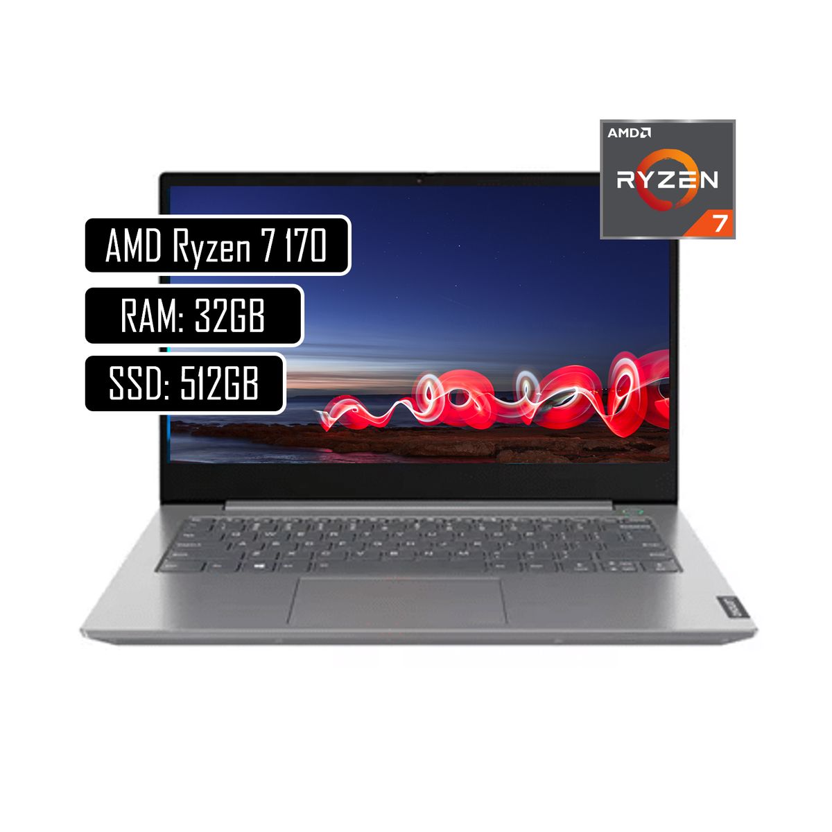 Lenovo - PORTATIL LENOVO V14 AMD RYZEN 7 170 - RAM 32GB DDR5 - SSD 512GB - 14 FHD - RJ45 - WIN11 HOME