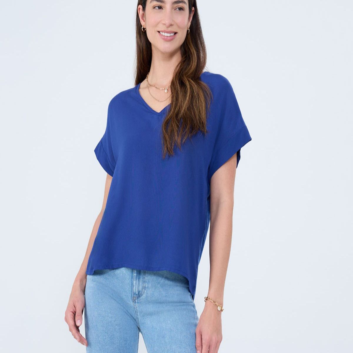 OSTU - Blusa Para Mujer Manga Corta Marca Ostu Color Azul #40121061