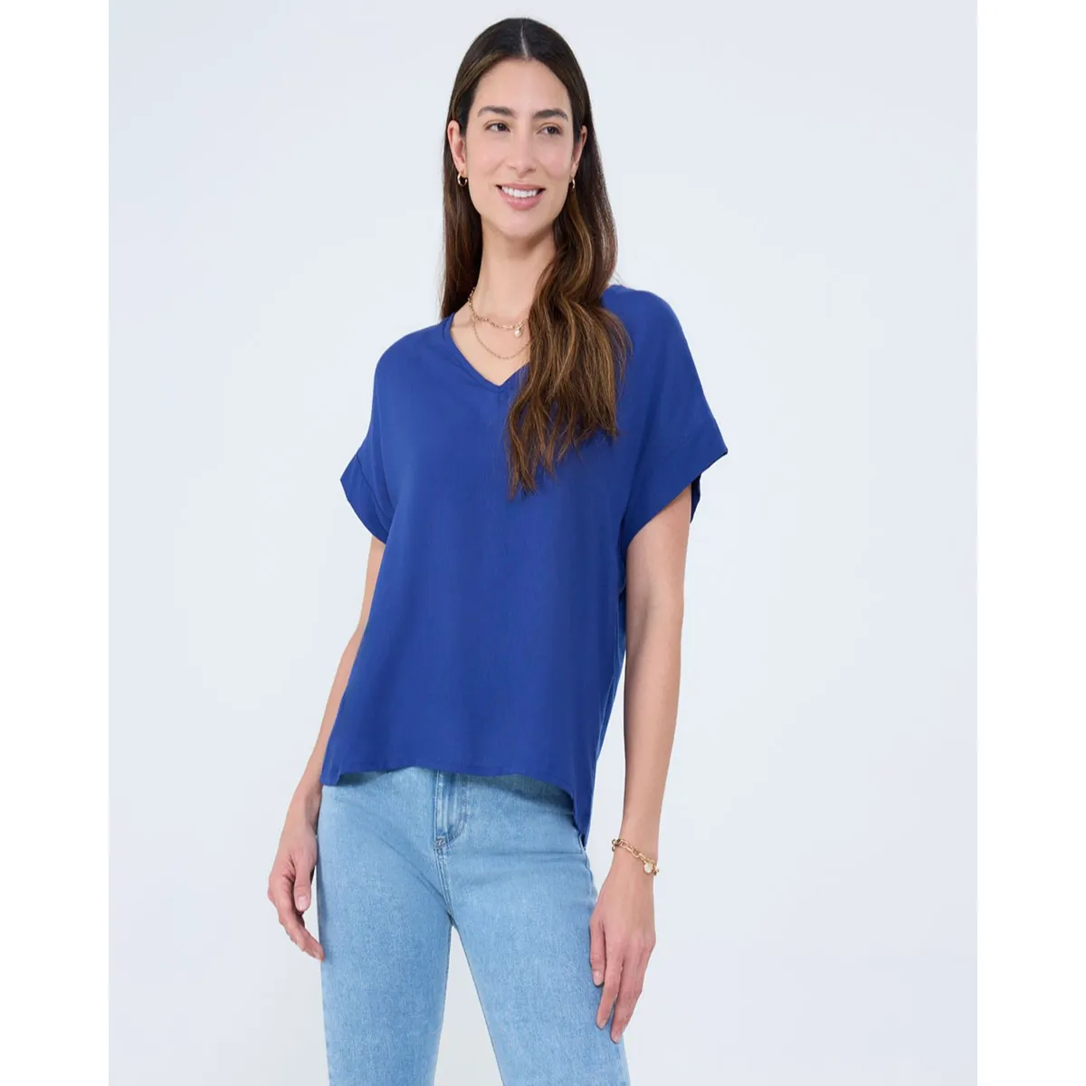OSTU - Blusa Para Mujer Manga Corta Marca Ostu Color Azul #40121061
