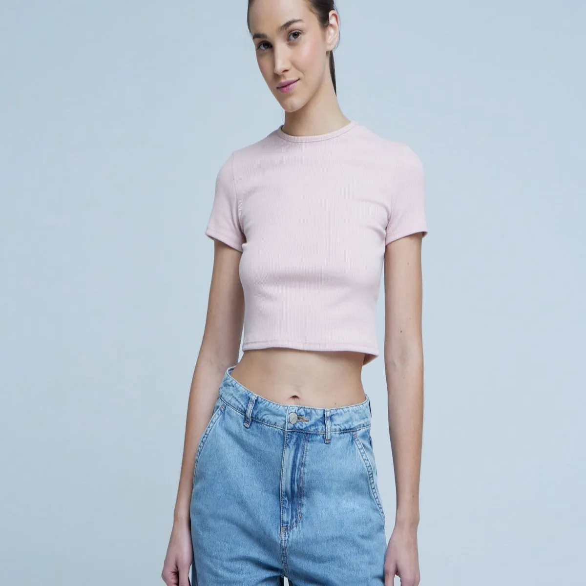 OSTU - Crop Top De Mujer M/C Marca Ostu En Color Rosa #40091985