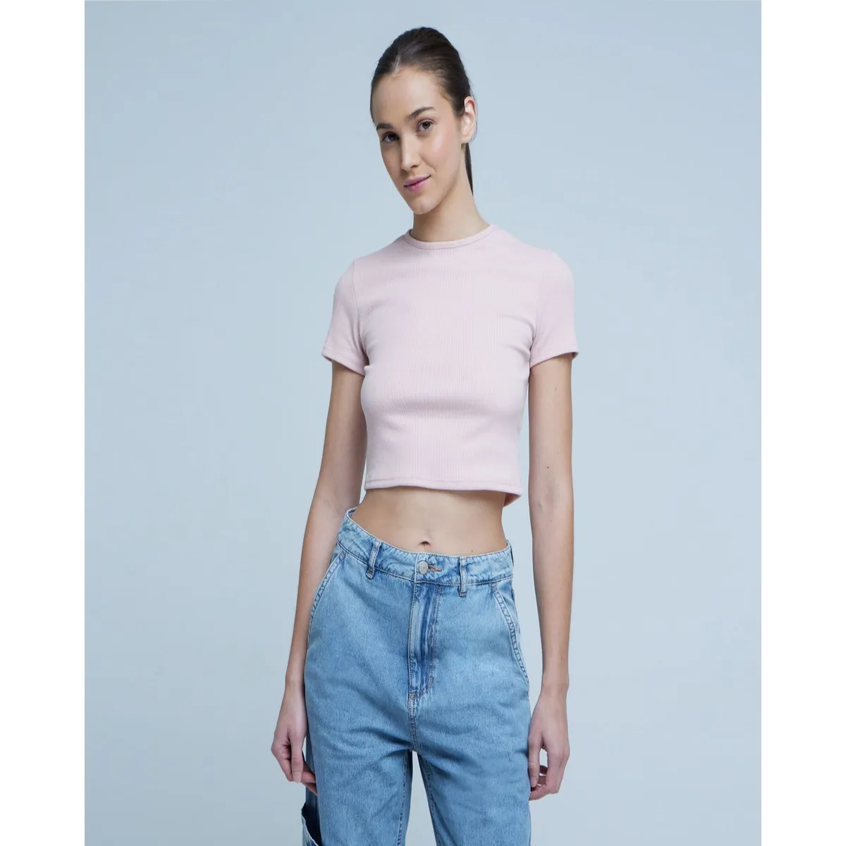 OSTU - Crop Top De Mujer M/C Marca Ostu En Color Rosa #40091985