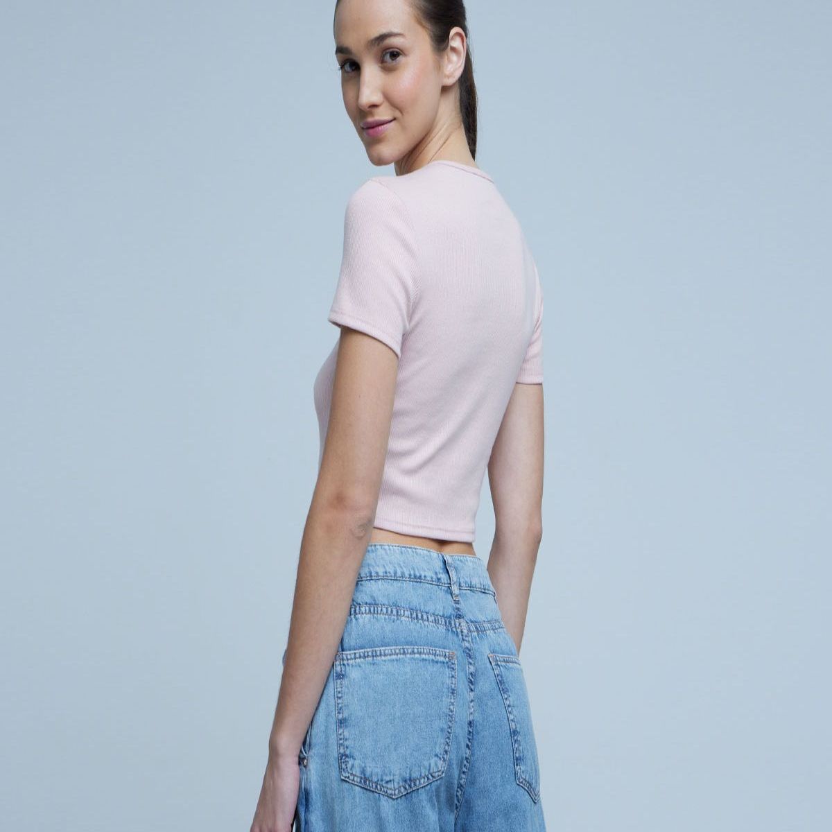 OSTU - Crop Top De Mujer M/C Marca Ostu En Color Rosa #40091985