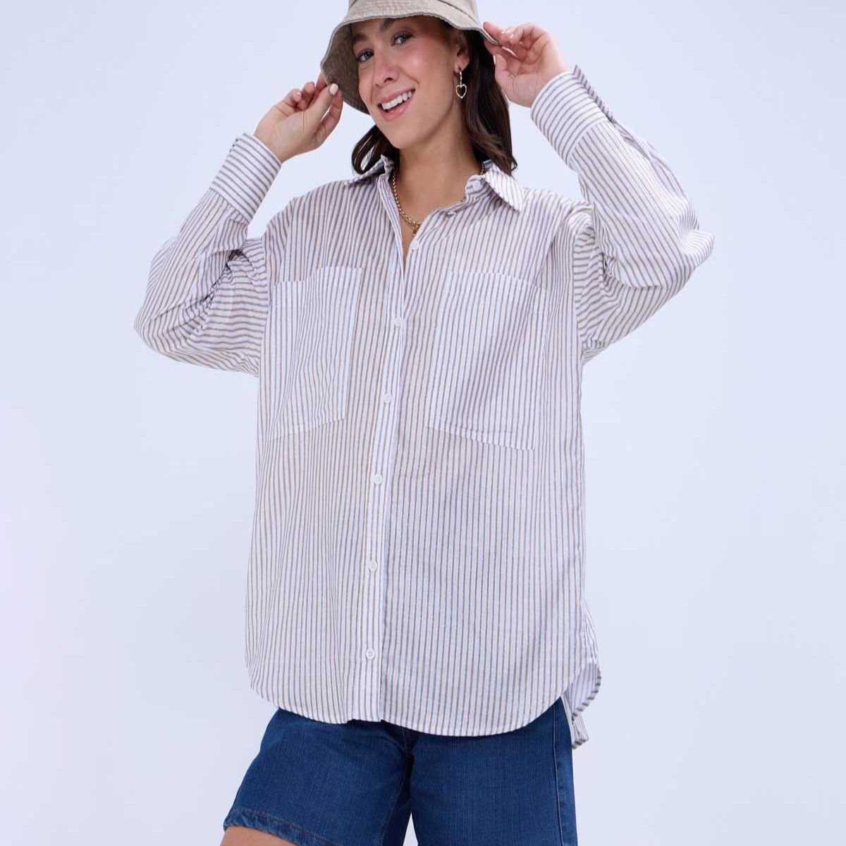 OSTU - Camisa Para Mujer M/L Marca Ostu En Color Beige #40010271