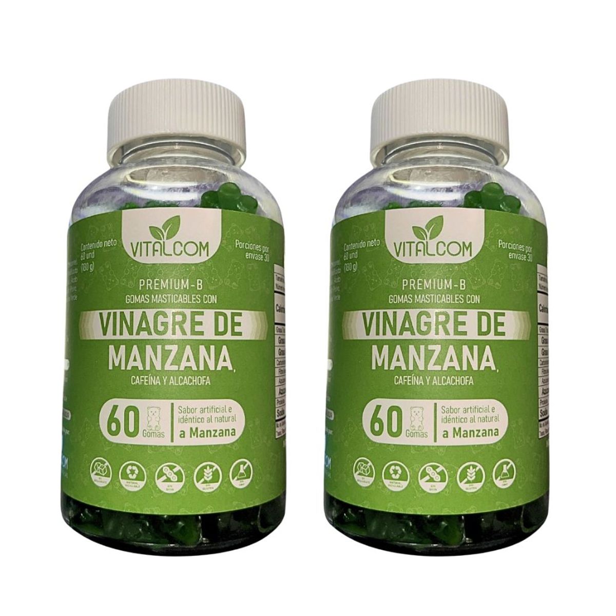 VITAL - Vinagre de Manzana con Cafeina y Alcachofa - Salud y Energía x2