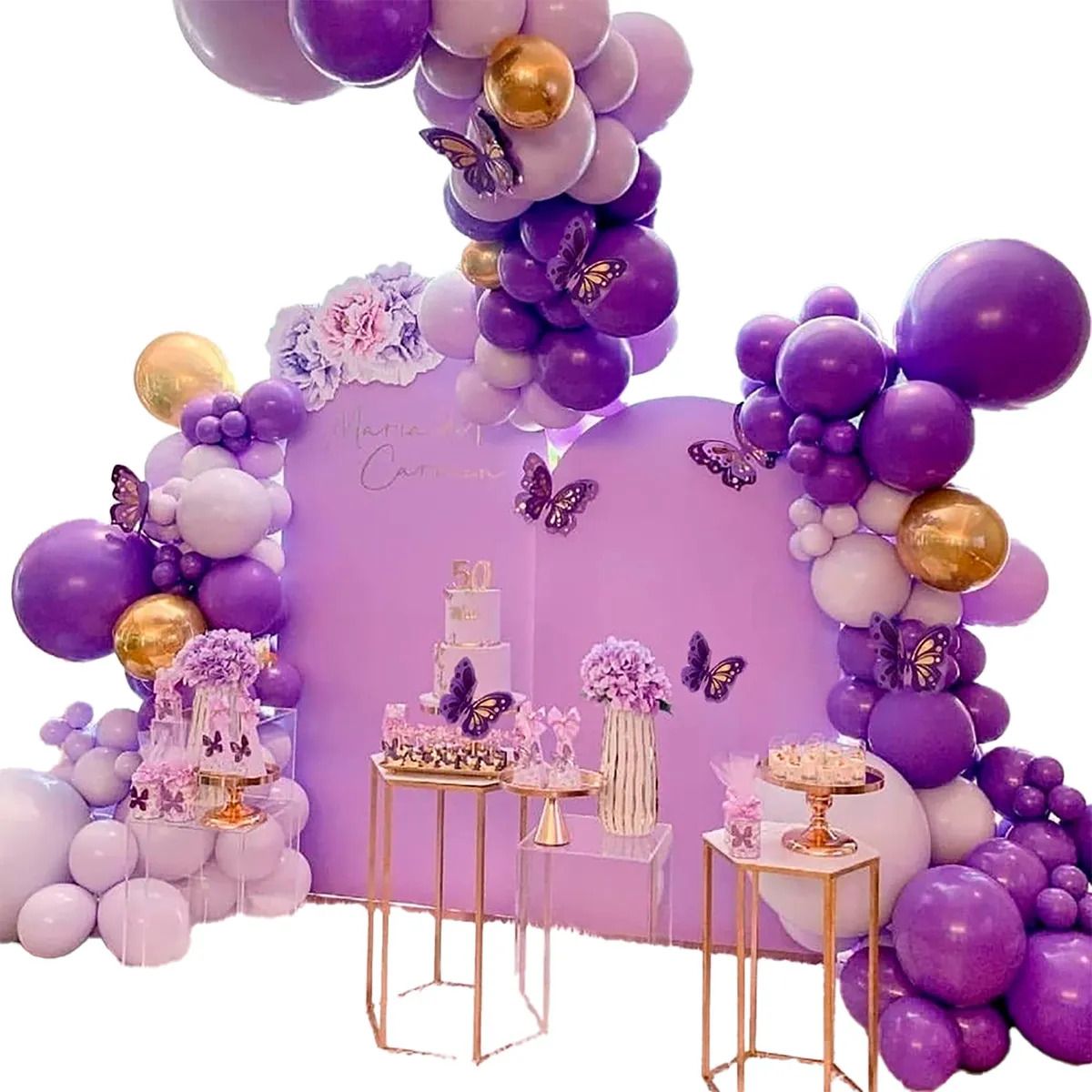 GENERICO - Decoracion Globos Arco Morado Azul Cumpleaños Grado Comprar