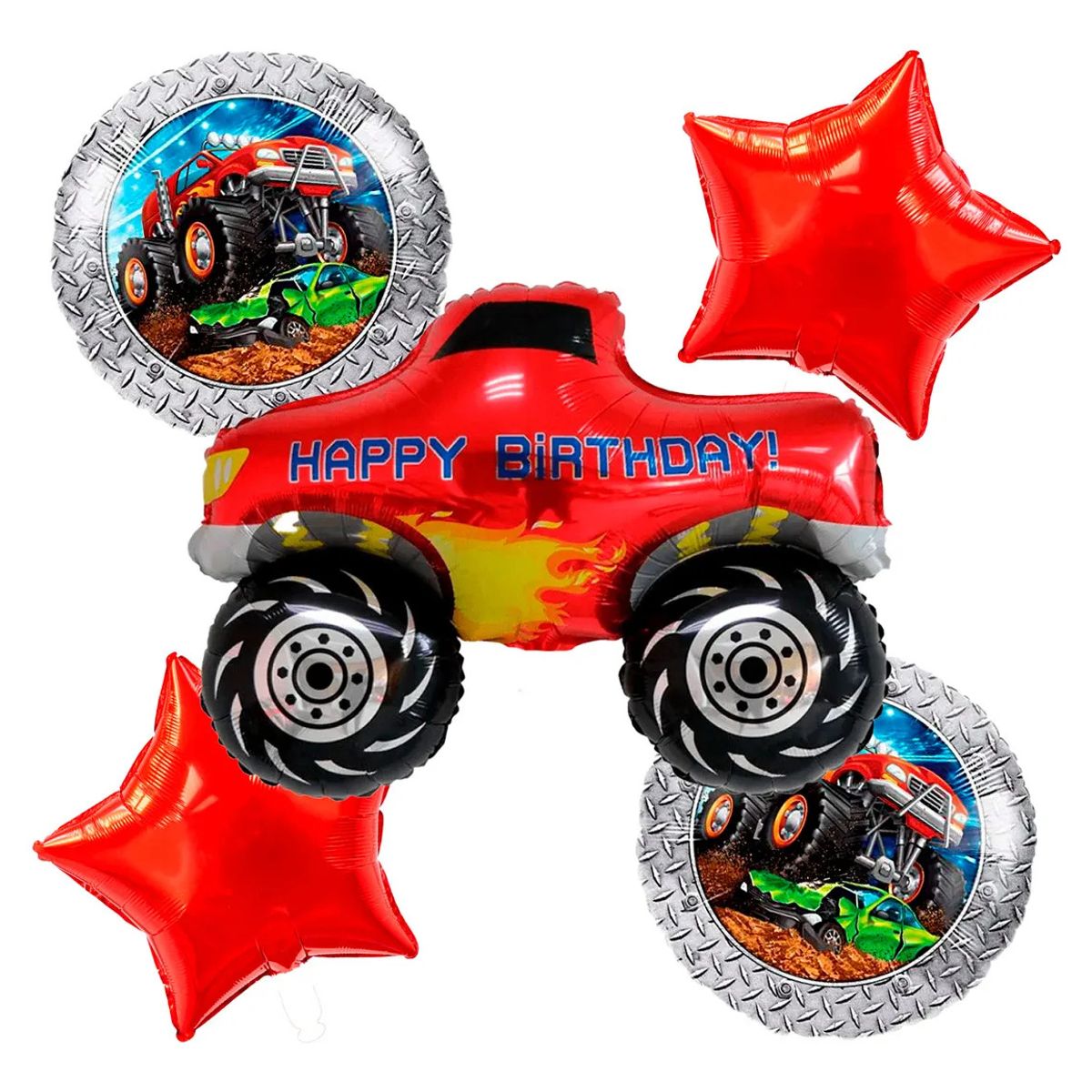 GENERICO - Bouquet Decoracion Globos Carro Carreras Monstruo Rojo Envío