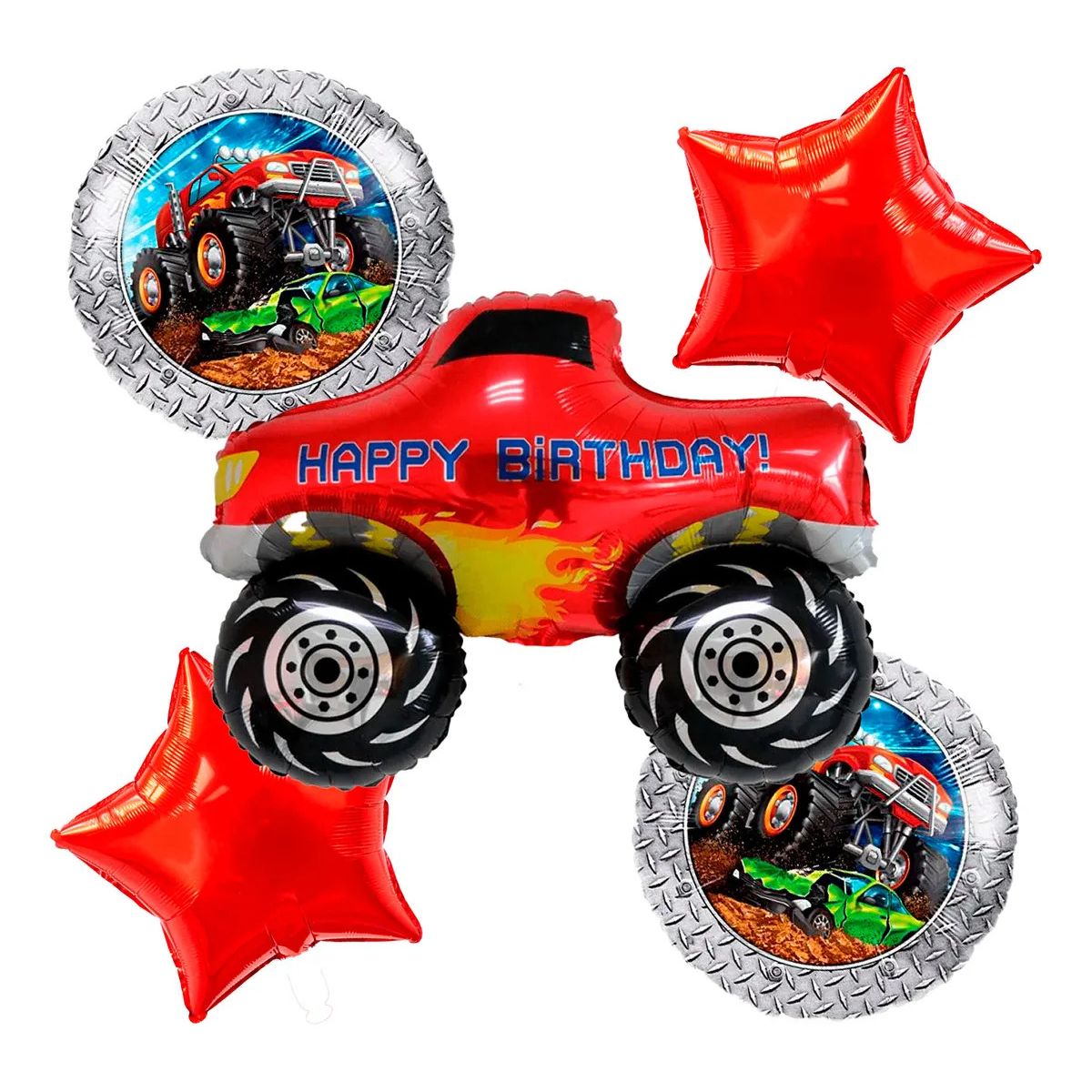 GENERICO - Bouquet Decoracion Globos Carro Carreras Monstruo Rojo Envío