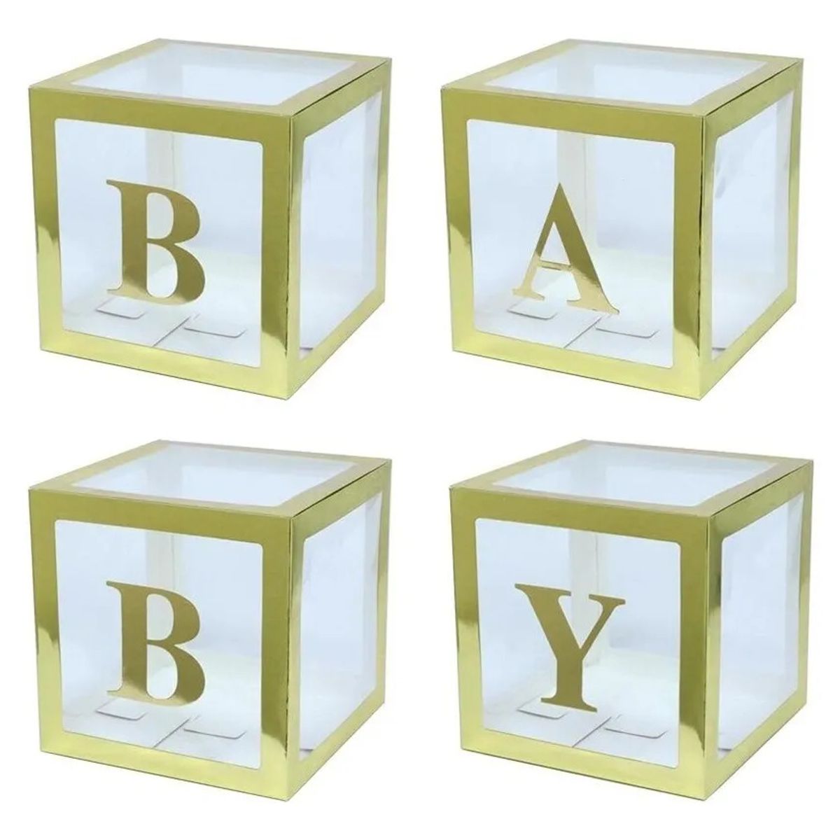 GENERICO - Caja Globos Cubo Dorado Baby Shower X 4 Unidades  Top