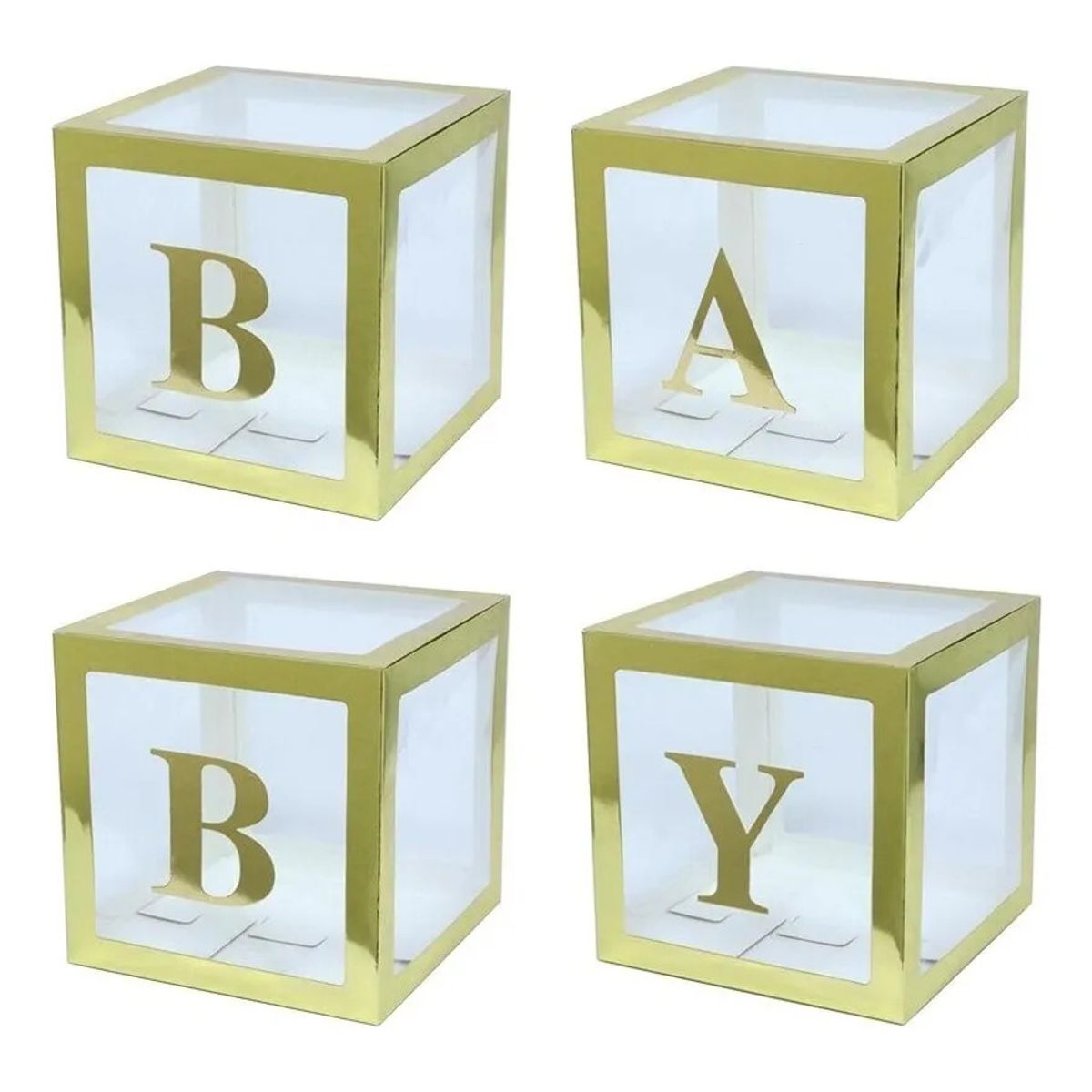 GENERICO - Caja Globos Cubo Dorado Baby Shower X 4 Unidades  Top