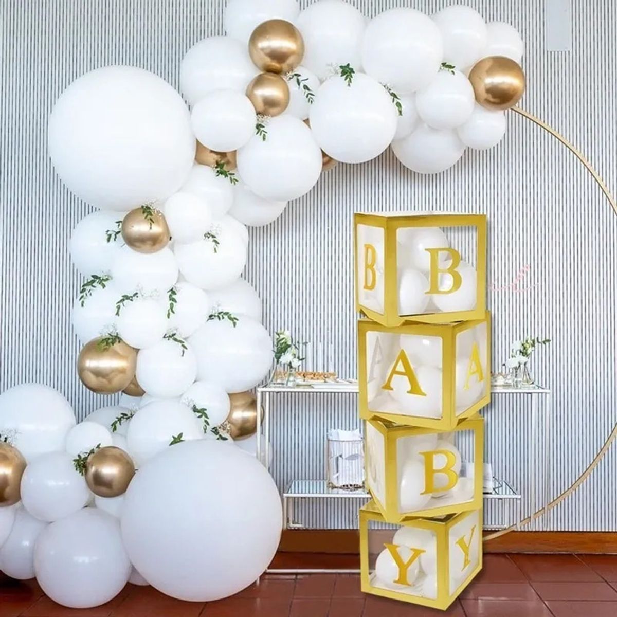 GENERICO - Caja Globos Cubo Dorado Baby Shower X 4 Unidades  Top