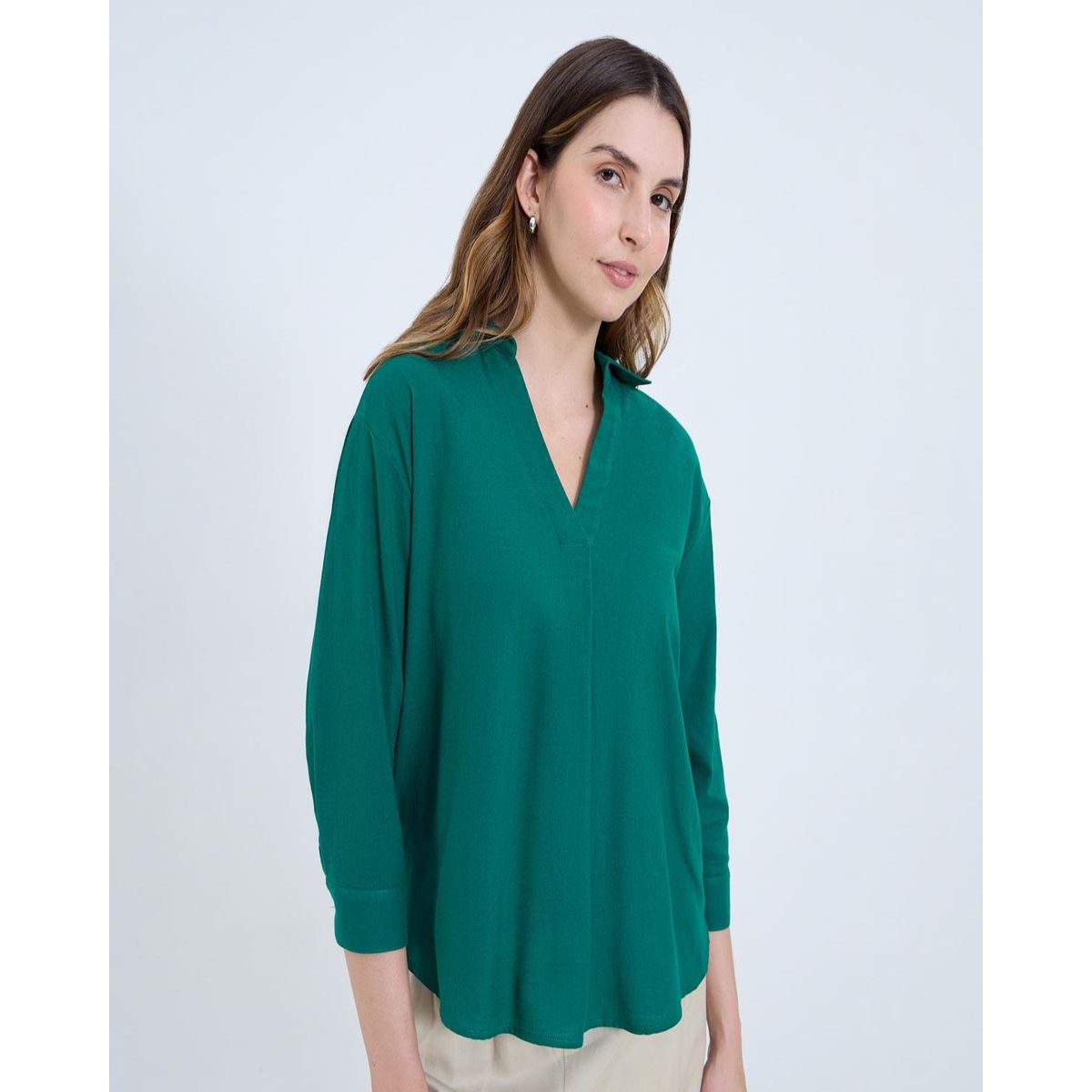 OSTU - Camisa Para Mujer Manga 3/4 Marca Ostu Color Verde #40010298