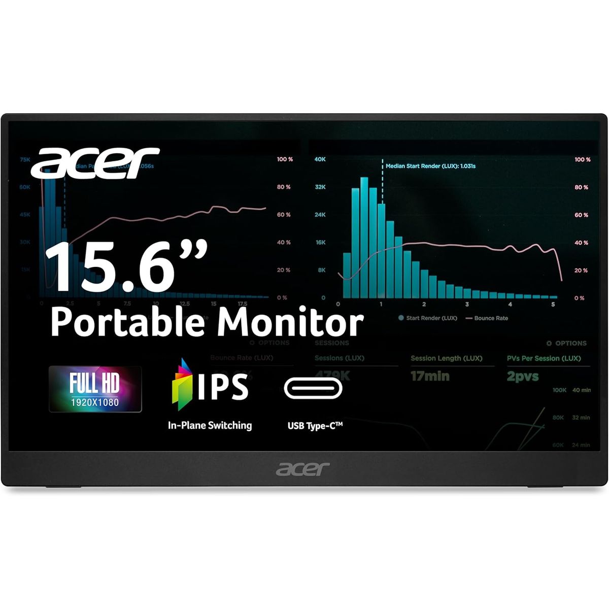ACER - Monitor Portátil Acer 15.6" FHD IPS con FreeSync y Doble Puerto USB 3.1