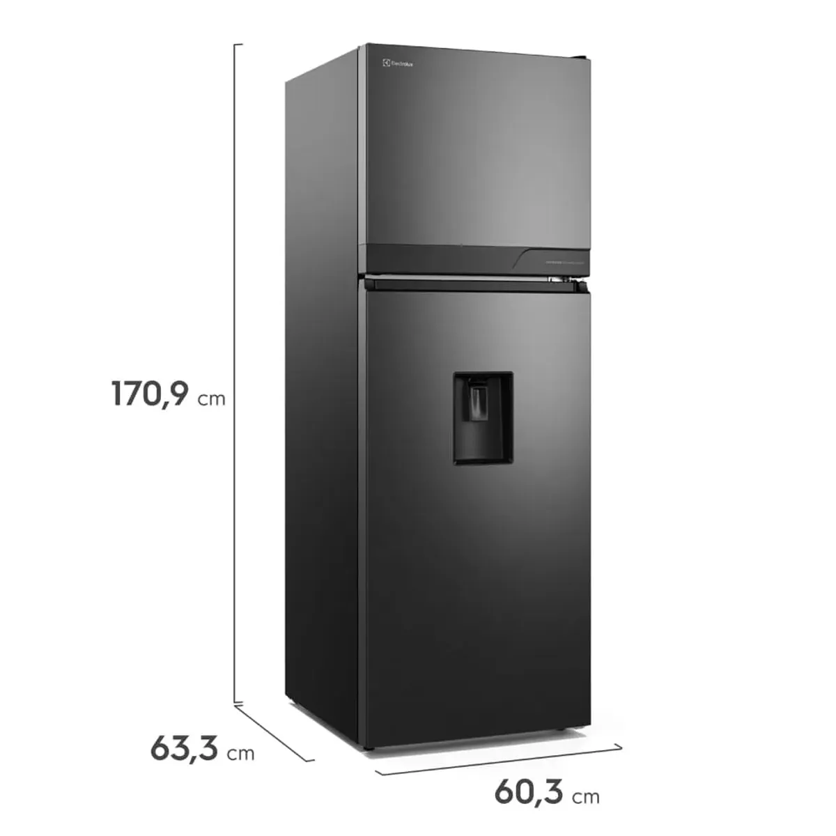 ELECTROLUX - Nevera Electrolux Congelador Superior No Frost 323L Inverter Dispensador de agua Negro ERT34A3C6DC