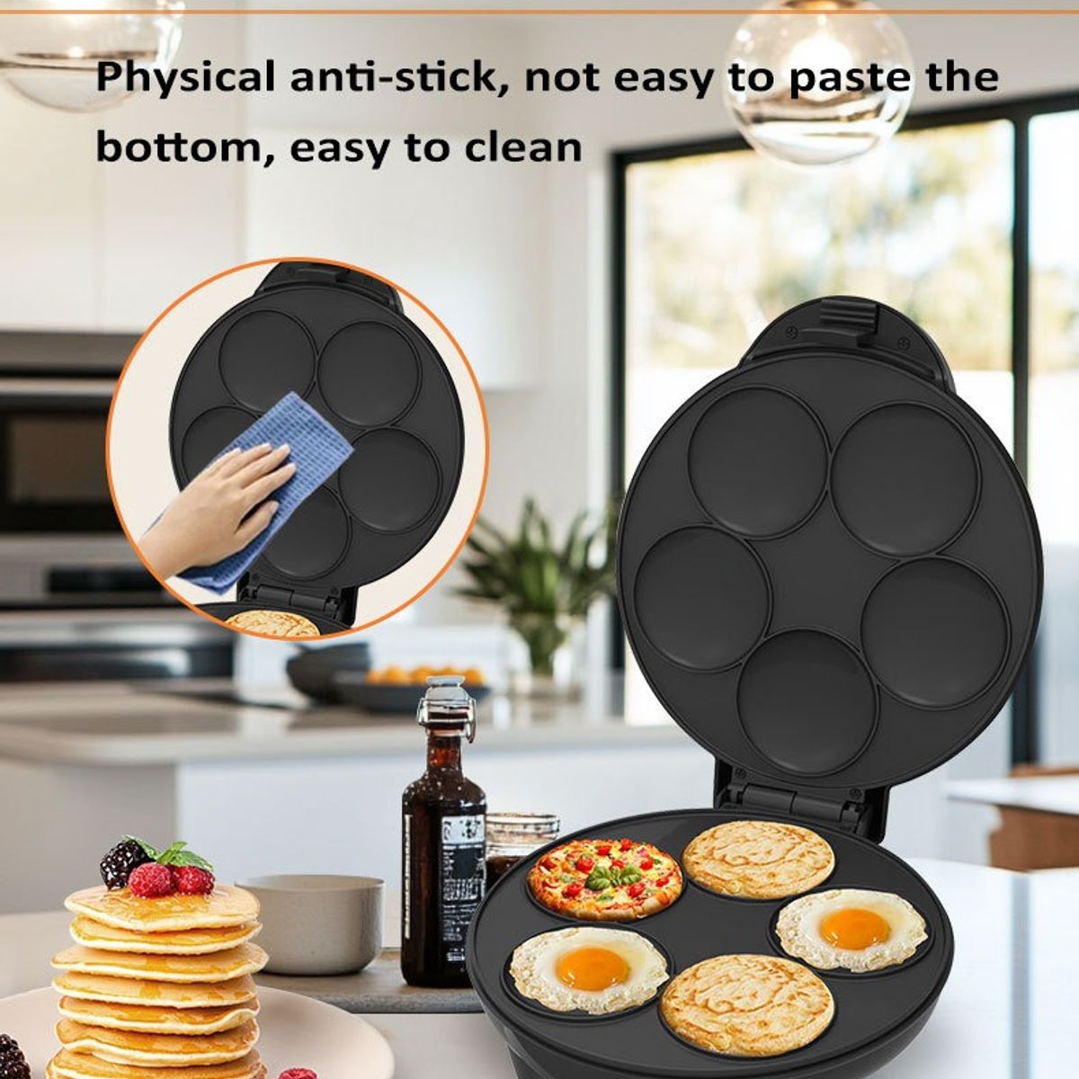 GENERICO - Máquina para Mini Pancakes y Arepas Sokany 7 Puestos Negra