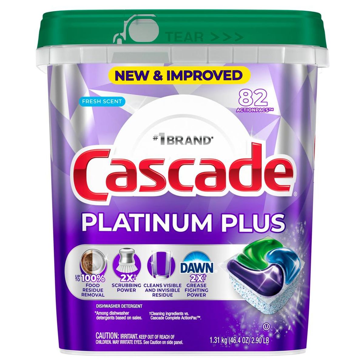 PROCTER & GAMBLE - Cascade Platinum Plus 82 Cápsulas Detergente Para Lavavajillas Automático Original USA