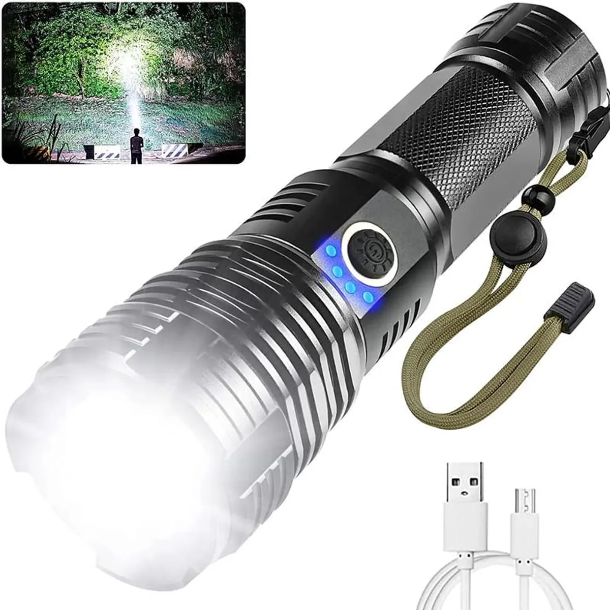 GENERICO - LINTERNA TACTICA ALTA INTENSIDAD RECARGABLE IMPERMEABLE 5000MAH