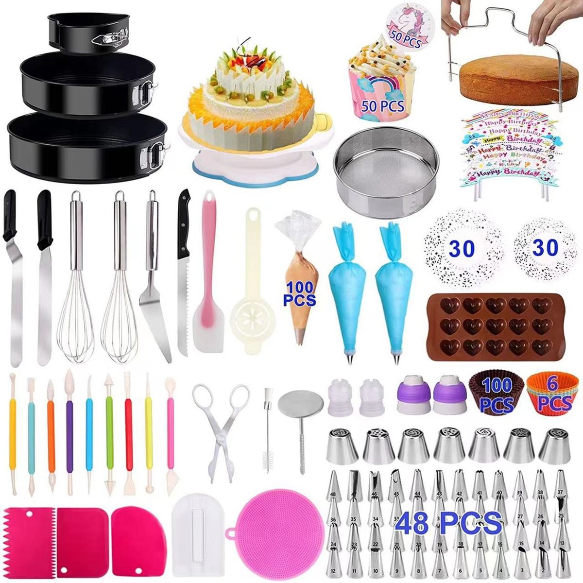 GENERAL - Kit Repostero Pastelero Decoración Pasteles Puntas 467 PIezas