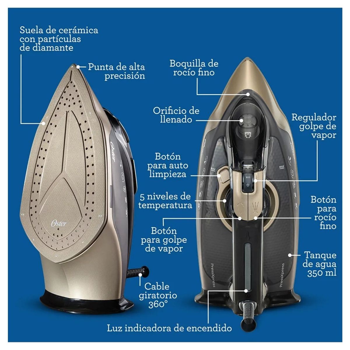 OSTER - Plancha De Vapor Oster Pressxpress 1700w GCSTPX9000B