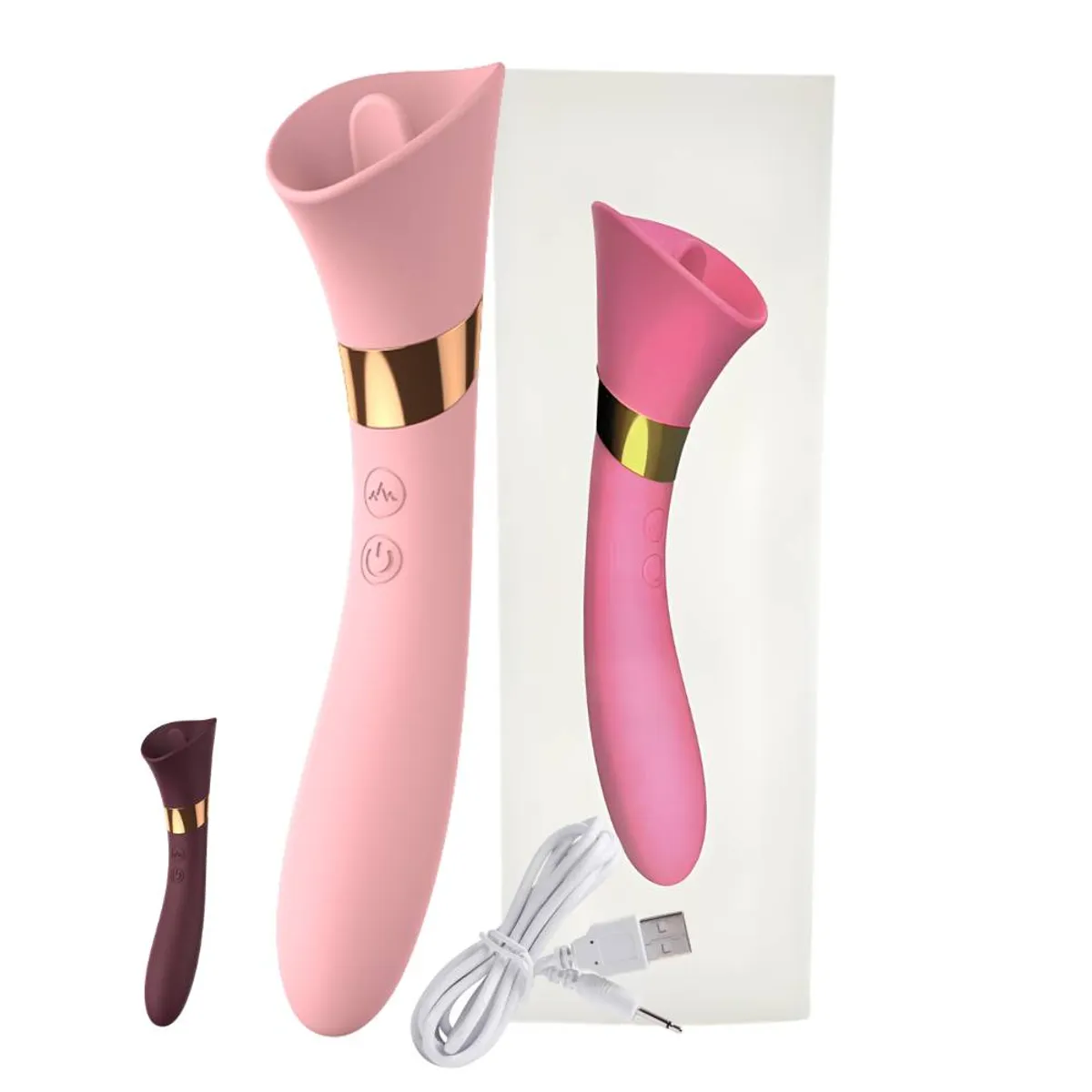GAMA - Vibrador 2en1 Estimulador Clítoris Lengua Sexo Oral USB Gama Alta