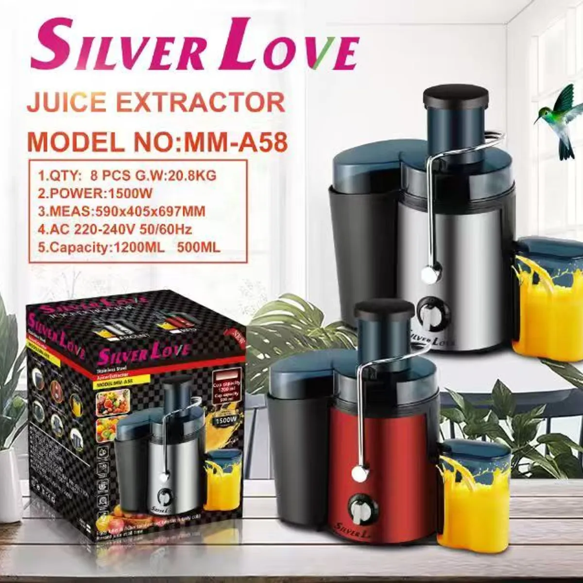 SILVER - EXTRACTOR DE JUGO ORIGINAL SILVER 1500W MAS JARRA