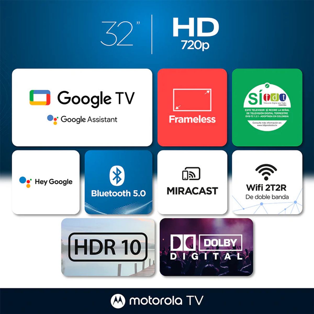 MOTOROLA - Televisor Motorola 32 Smart TV HD Google TV- MOT32NHLE05