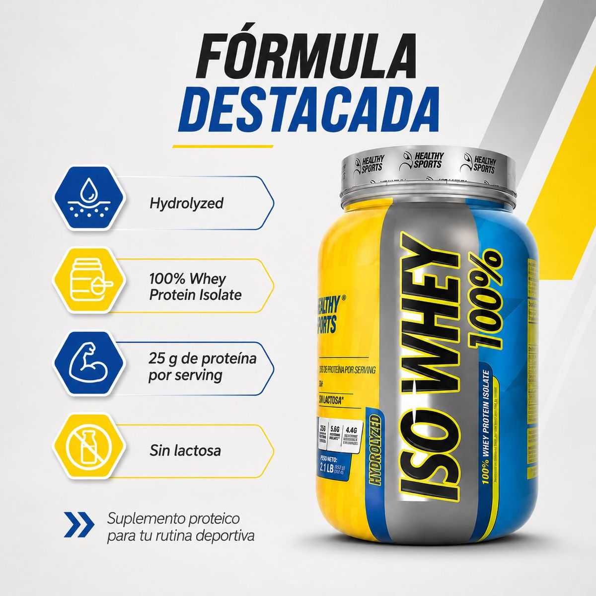 HEALTHY SPORTS - Healthy Sports Iso Whey 100% Protein Isolate Hidrolizada 952g
