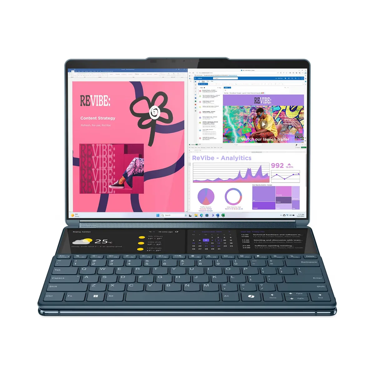 Lenovo - Portátil Lenovo Yoga Book 9 Intel Ultra 7 155U RAM 16GB DDR5 SSD 1 TB 3KOLED Doble pantalla tácti