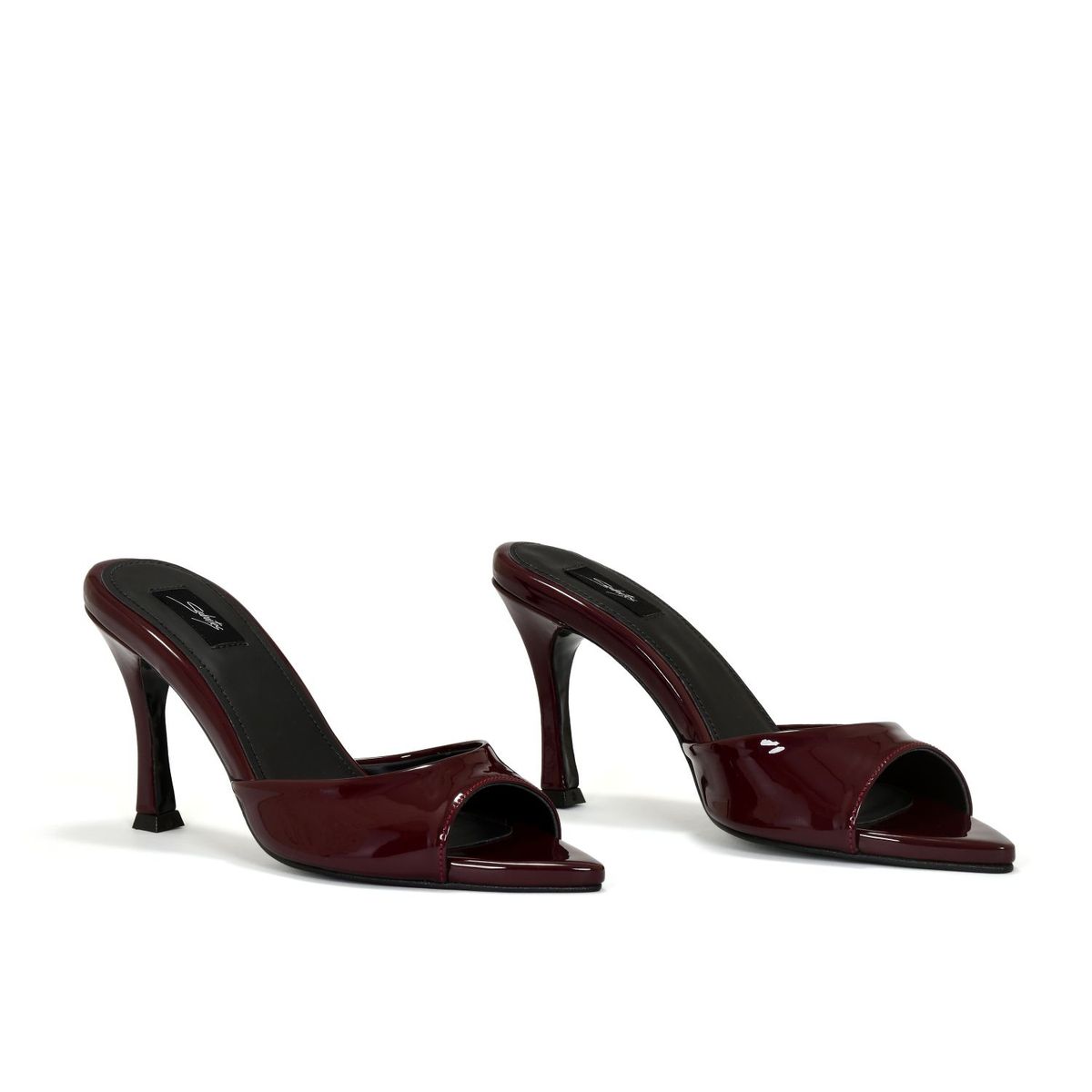 SABATES - sabates sandalia de mujer Marie vinotinto en brillante  charol con punta triangular
