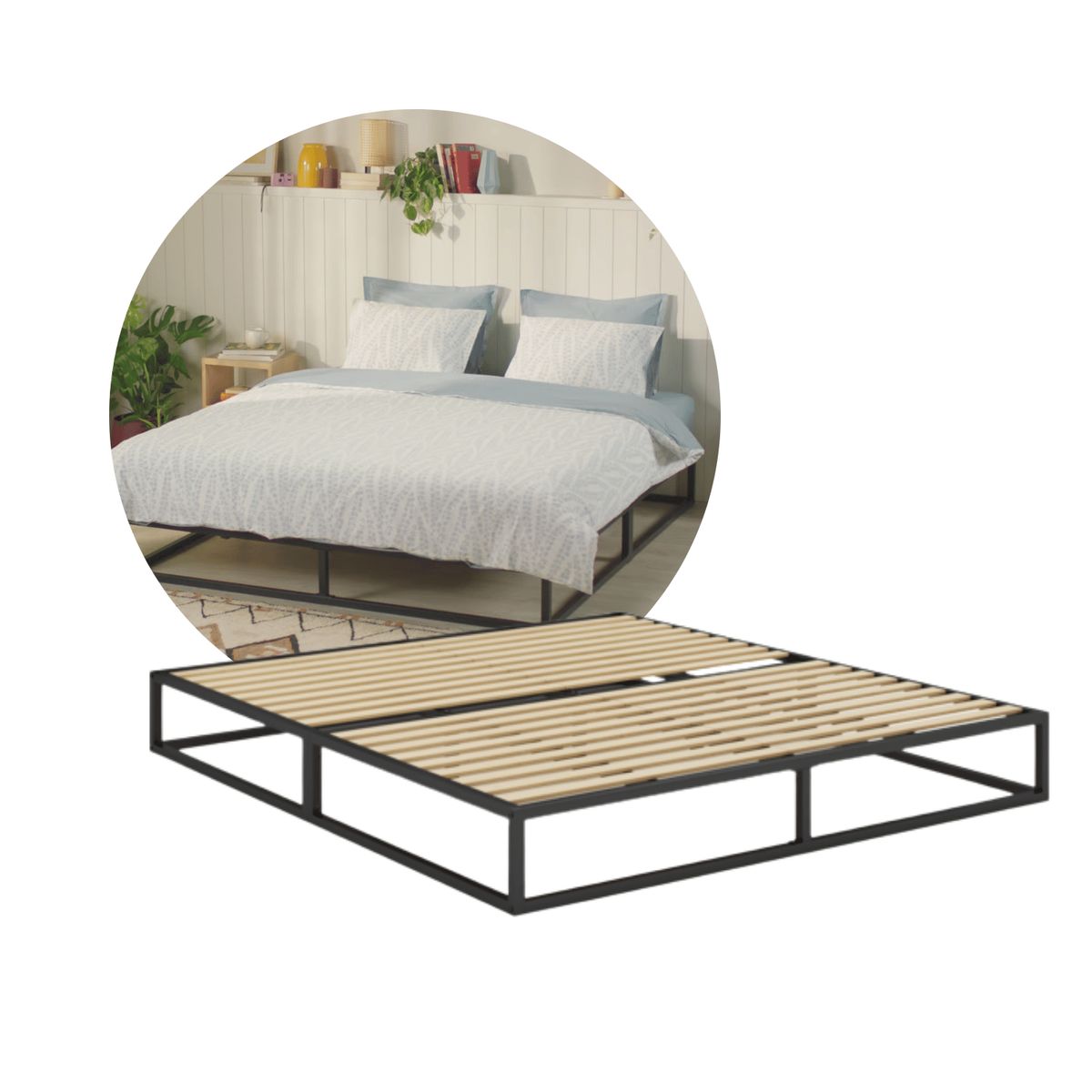 EMMA - Cama Emma Select de Metal Diseño Minimalista y Resistente Tamaño King