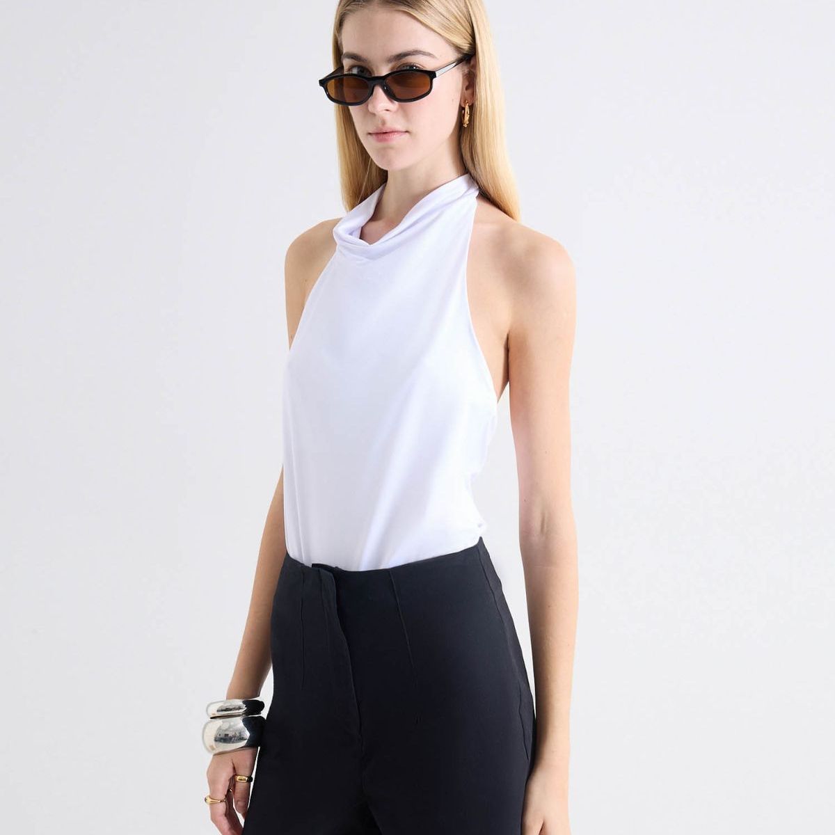 SEVEN SEVEN - Body Drapeado Espalda Descubierta  Para Mujer Blanco Seven Seven