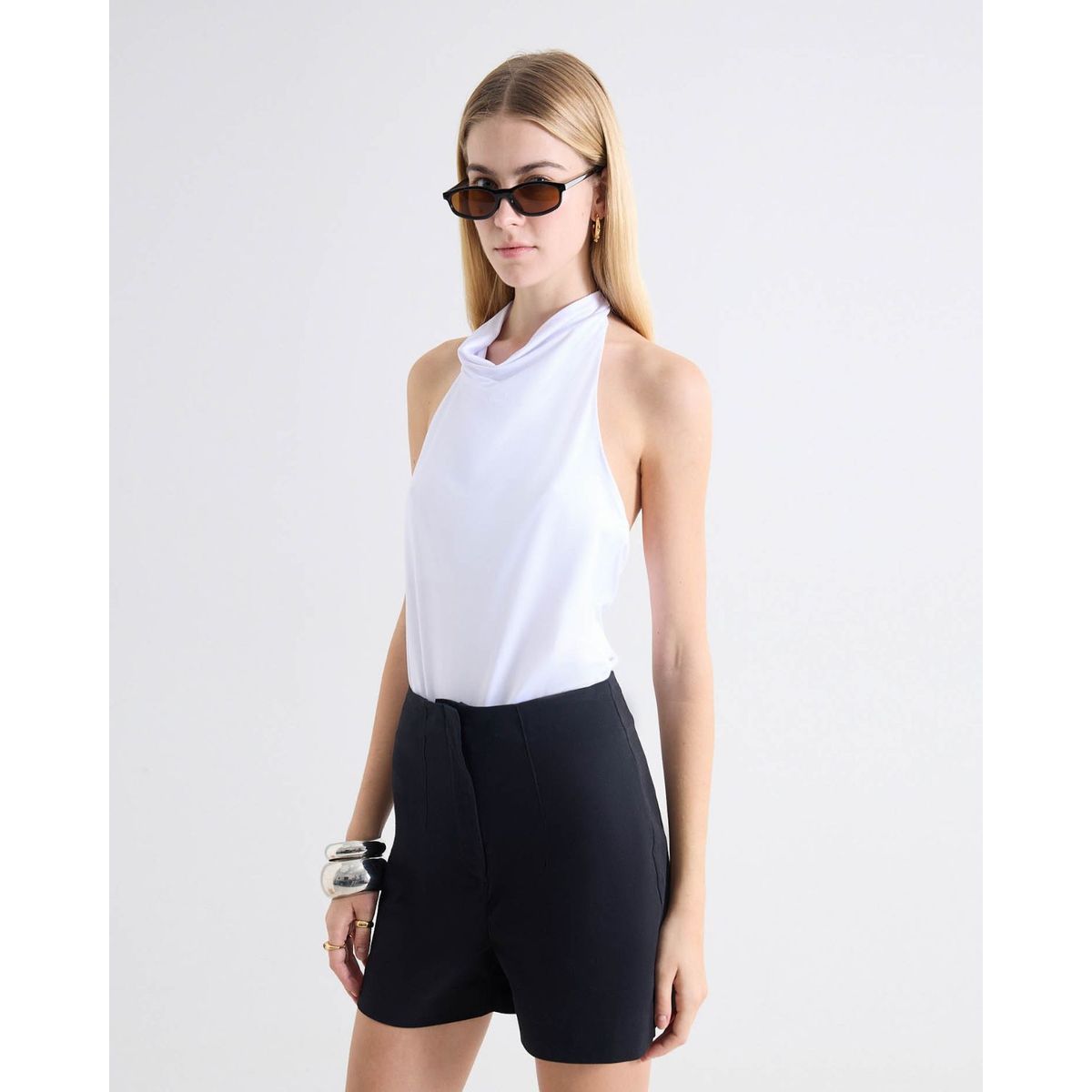SEVEN SEVEN - Body Drapeado Espalda Descubierta  Para Mujer Blanco Seven Seven