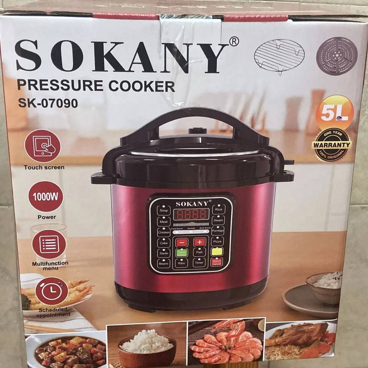SOKANY - Olla A Presión Eléctrica Multifuncional Acero Inoxidable-5l sokany
