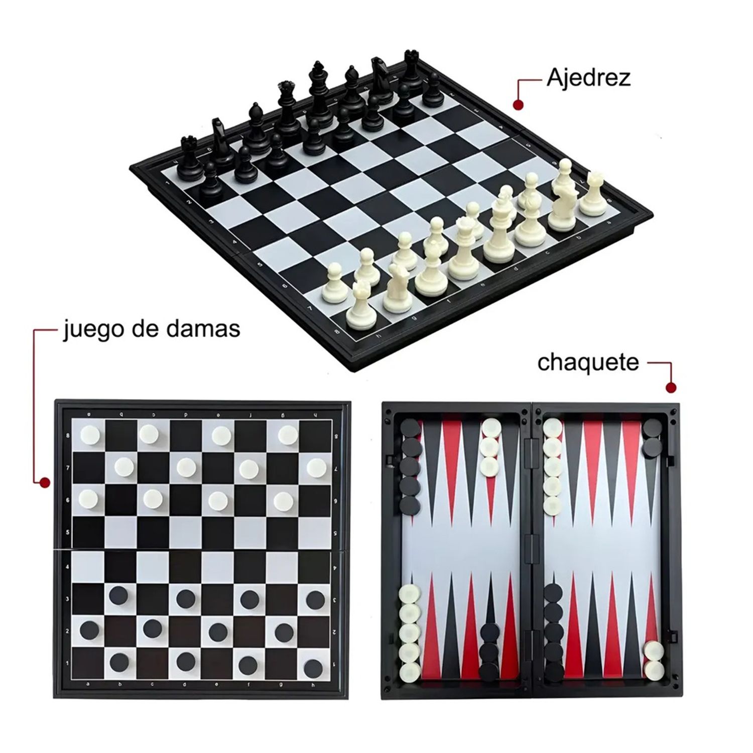 Tablero 3 En 1 Magnético De Ajedrez, Damas Y Backgammon – Plegable De 30x30 Cm, Portátil, Para Niños Y Adultos, Regalo De Viaje