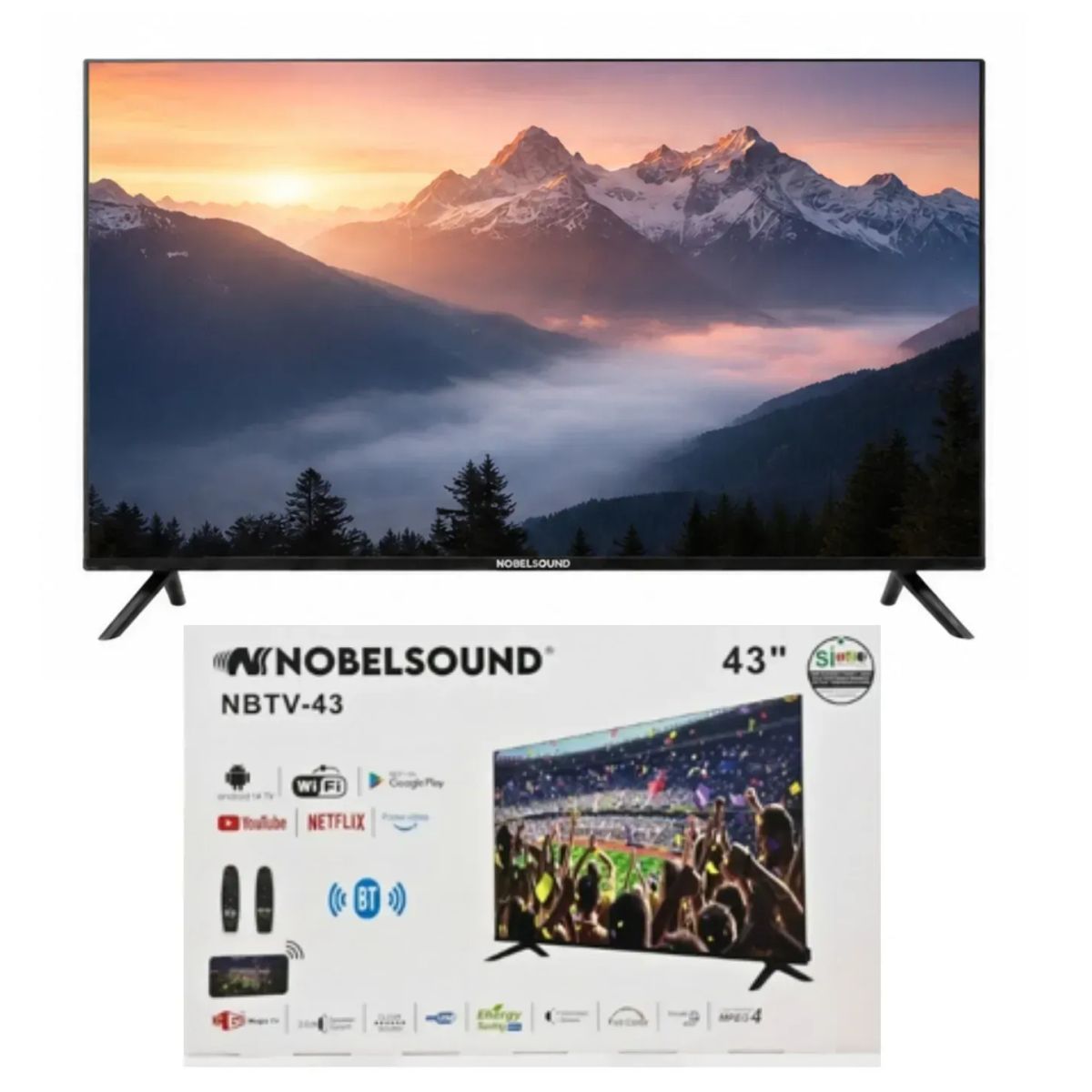 NOBELSOUND - Televisor de 43 Pulgadas Android 14 Con Wifi Y Bluetooth Smart TV