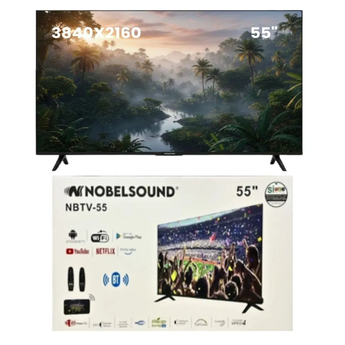 NOBELSOUND - Televisor de 55 Pulgadas Android 14 Con Wifi Y Bluetooth Smart TV