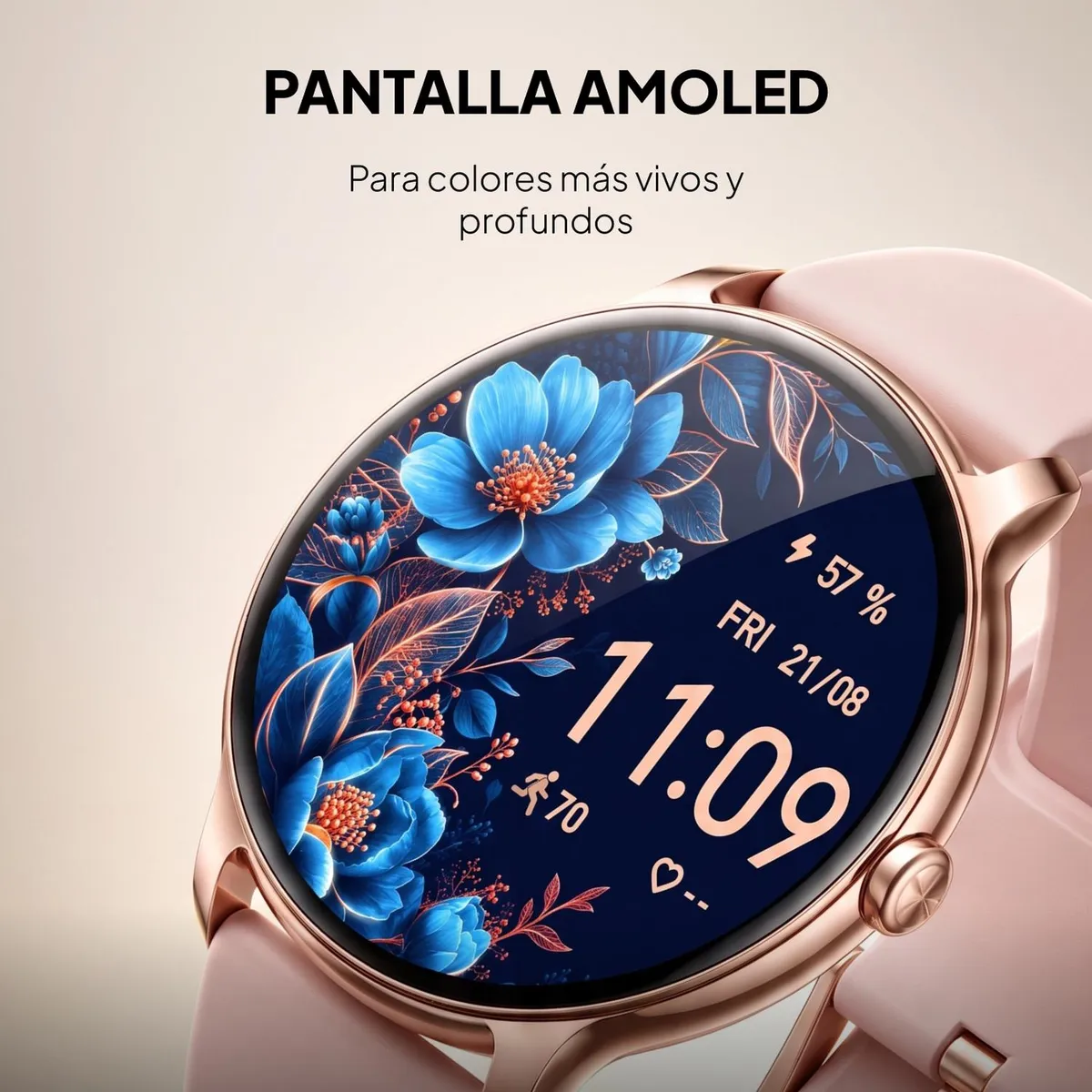 OLSEN - Reloj Inteligente Smartwatch Olsen Amoled Touch + 2 Correas - Rosa