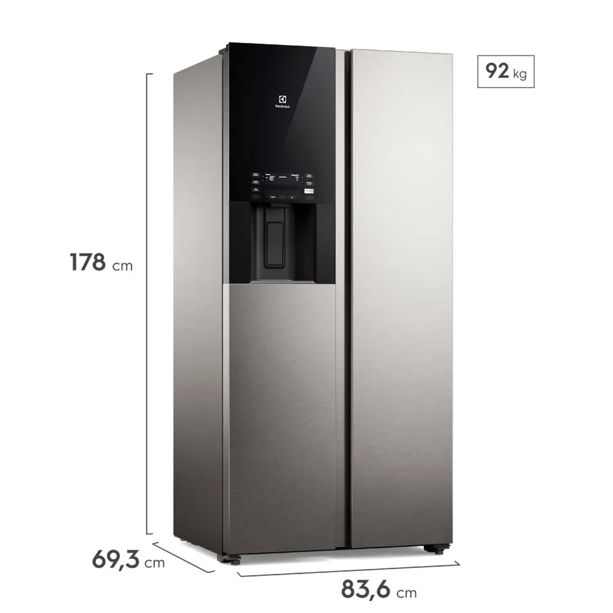 ELECTROLUX - Nevecón Electrolux No frost 481L Inverter AutoSense Dispensador Agua y Hielo Directo Gris ERS48F3C4DS