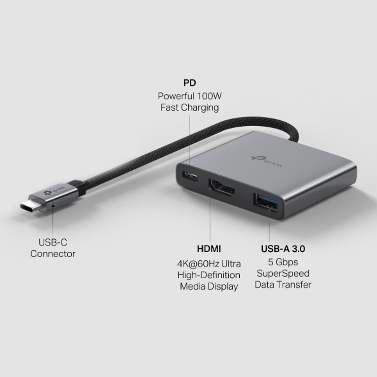 TP LINK - HUB TPLINK USB 3 EN UNO CON PUERTO HDMI Y CARGA RAPIDA DE 100W
