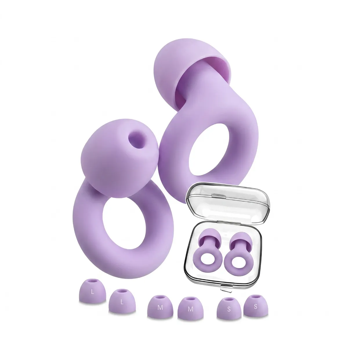 BOUN - Tapones Oídos Dormir Lila Silicona Reutilizables Antirruido 24dB BOUN