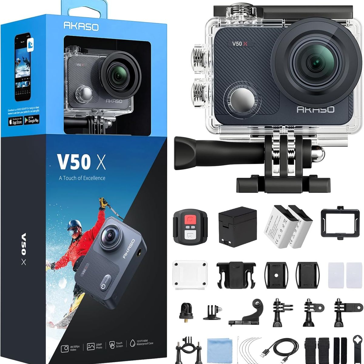 AKASO - Camara de accion AKASO V50X 4K 30FPS WIFI Pantalla tactil estabilizacion EIS