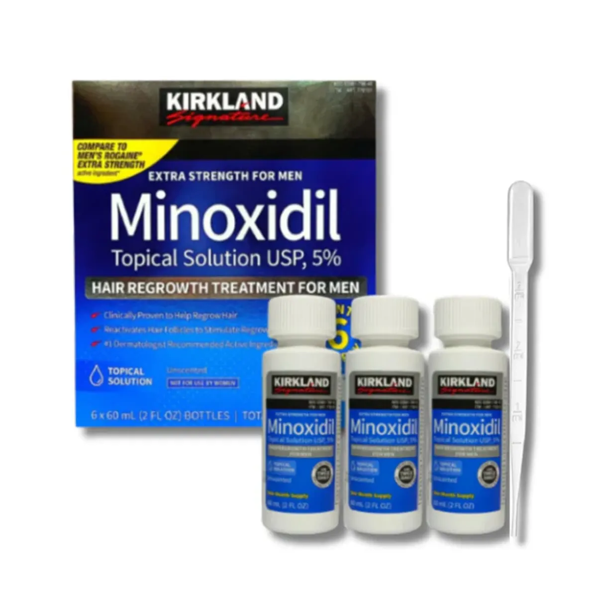 SIGNATURE - Pack x3 Minoxidil Kirkland 5%  Crecimiento Barba y Cabello